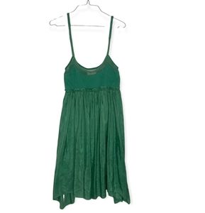 Larok 100% silk green spaghetti strap dress